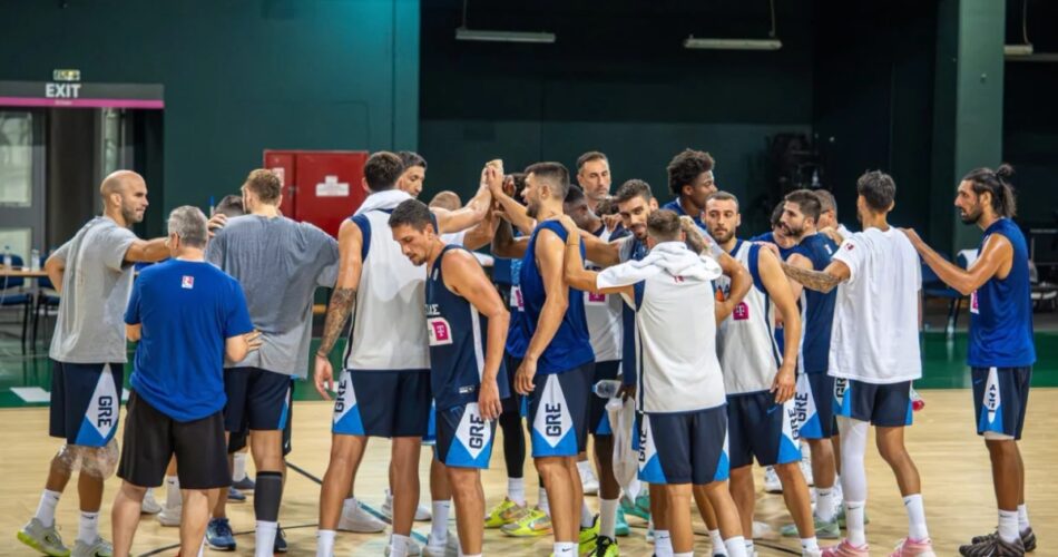 Στιγμιότυπο από προπόνηση που είχε η Εθνική Ελλάδας ενόψει των αγωνιστικών υποχρεώσεων του Αυγούστου