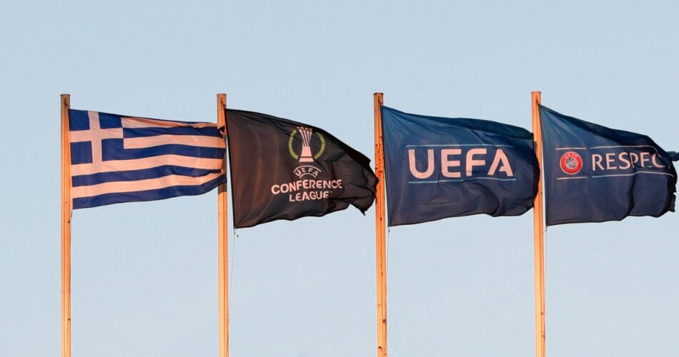 Γενική φωτογραφία της UEFA με την ελληνική σημαία, με αφορμή τη βαθμολογία των χωρών στις ευρωπαϊκές διοργανώσεις